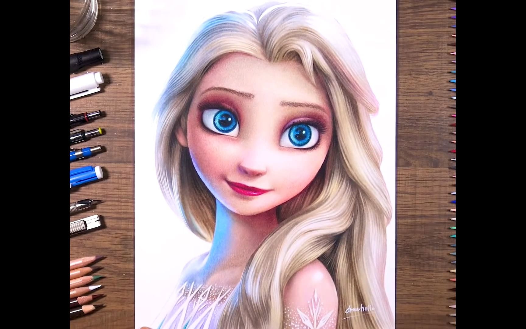 彩色铅笔绘制冰雪奇缘 2 - elsa