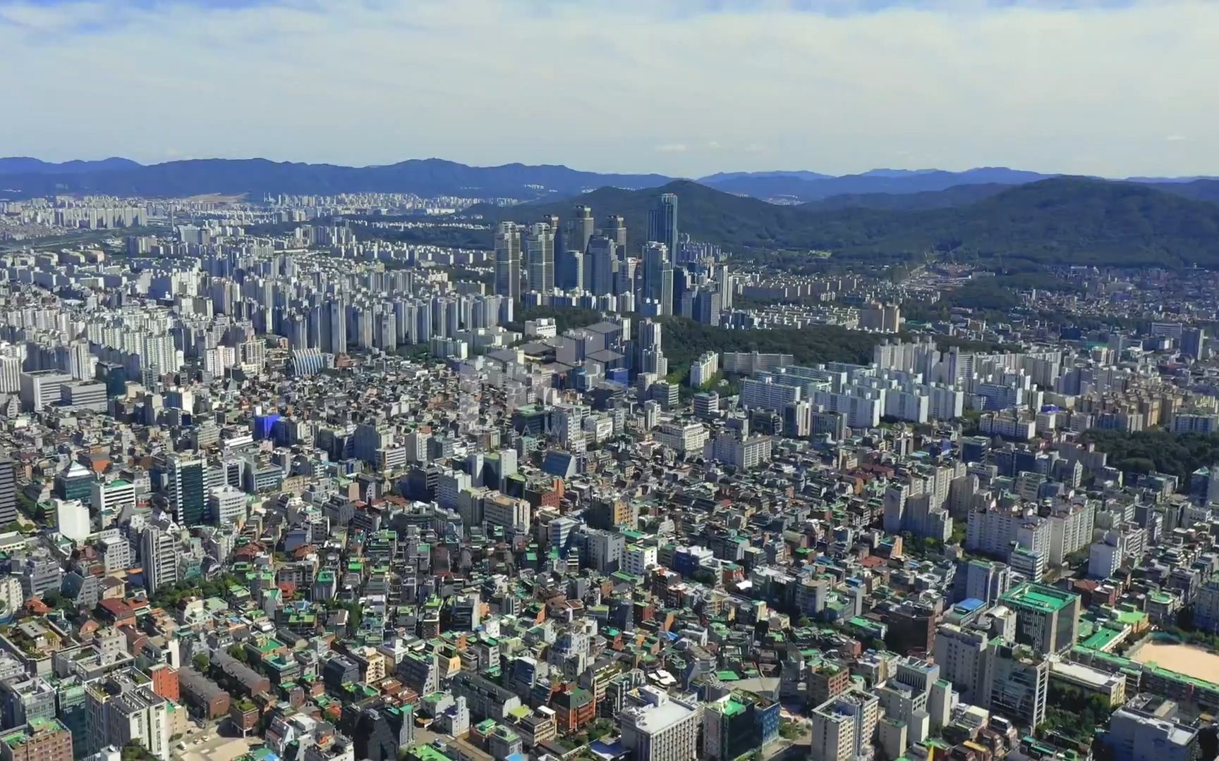 航拍首尔城市江南区