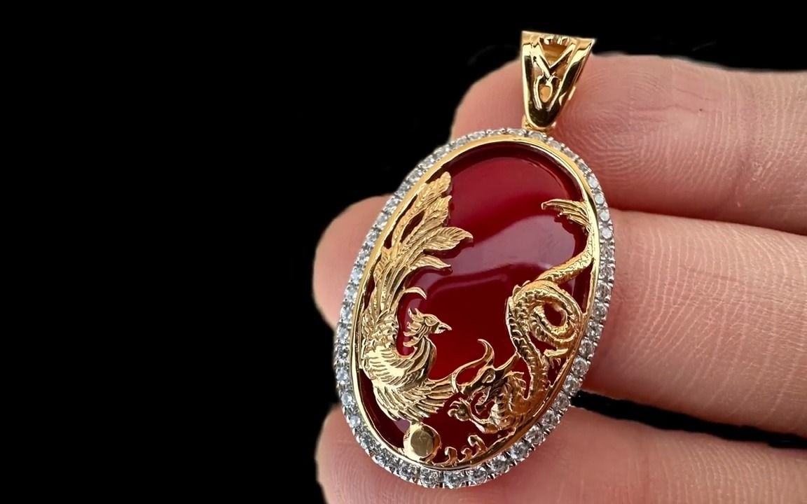 龙凤红宝石黄金吊坠 - 独特的手工珠宝创意