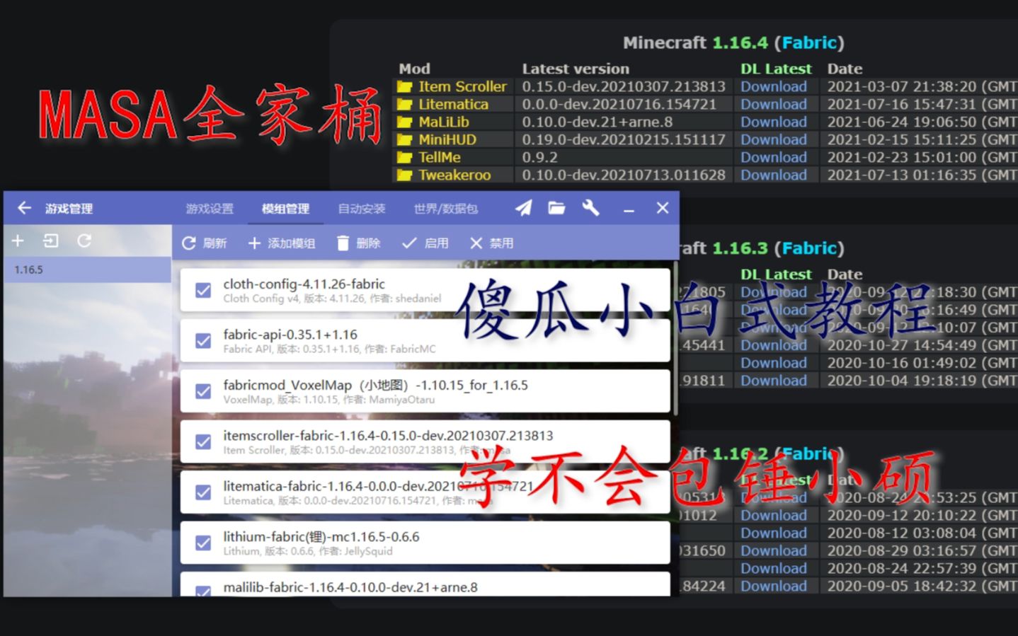 傻瓜小白式教学百分百教你学会安装“MASA”全家桶,教你安装MASA全家桶包会!不会来锤小硕哔哩哔哩bilibili