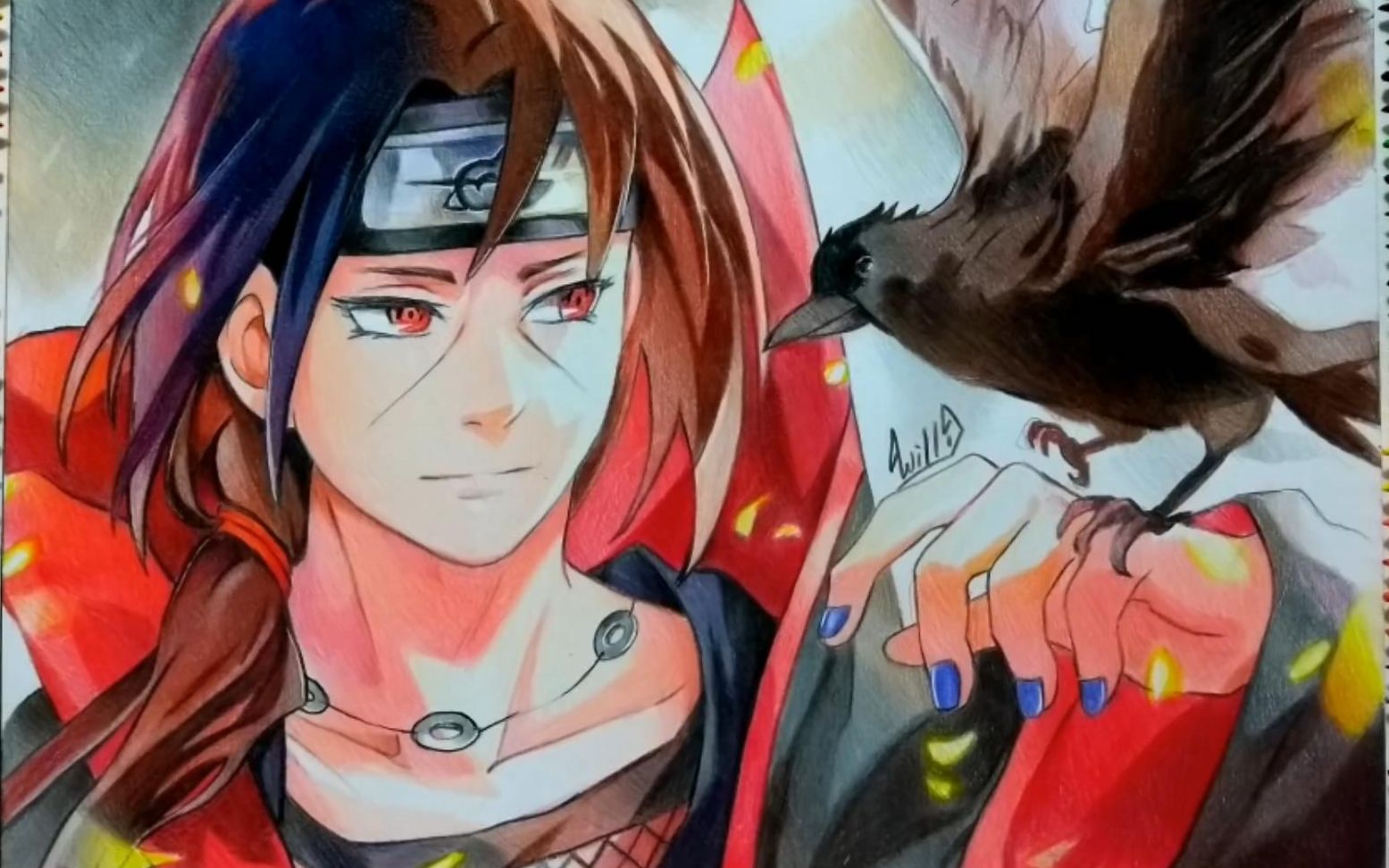 【彩铅手绘】宇智波鼬同人绘画(火影忍者)