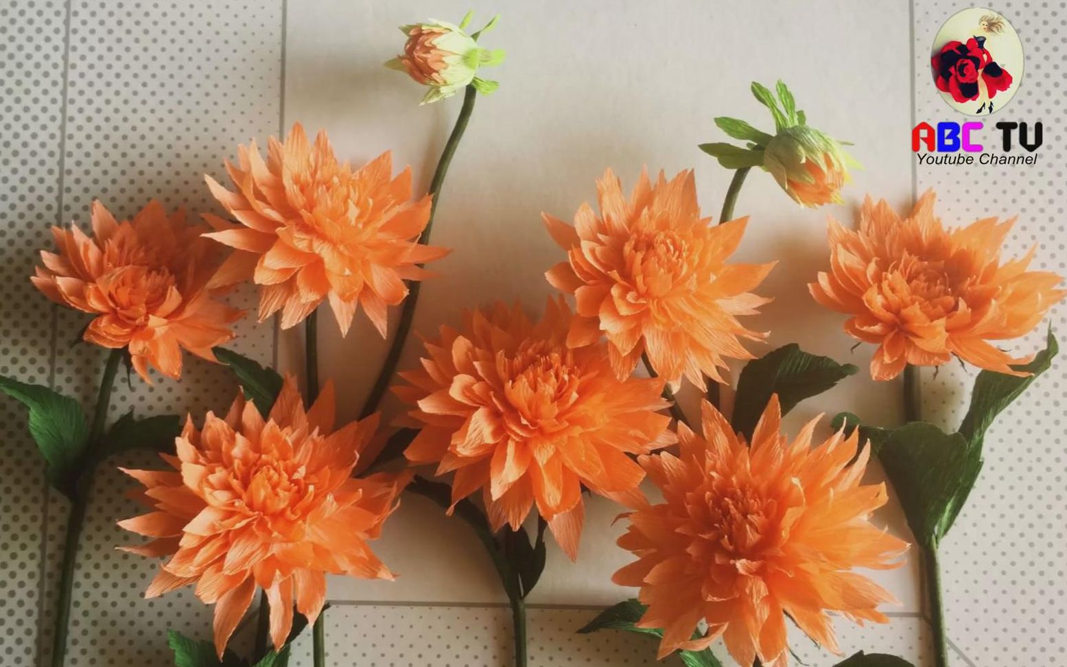 abc tv 皱纹纸花艺 大丽花(地瓜花)