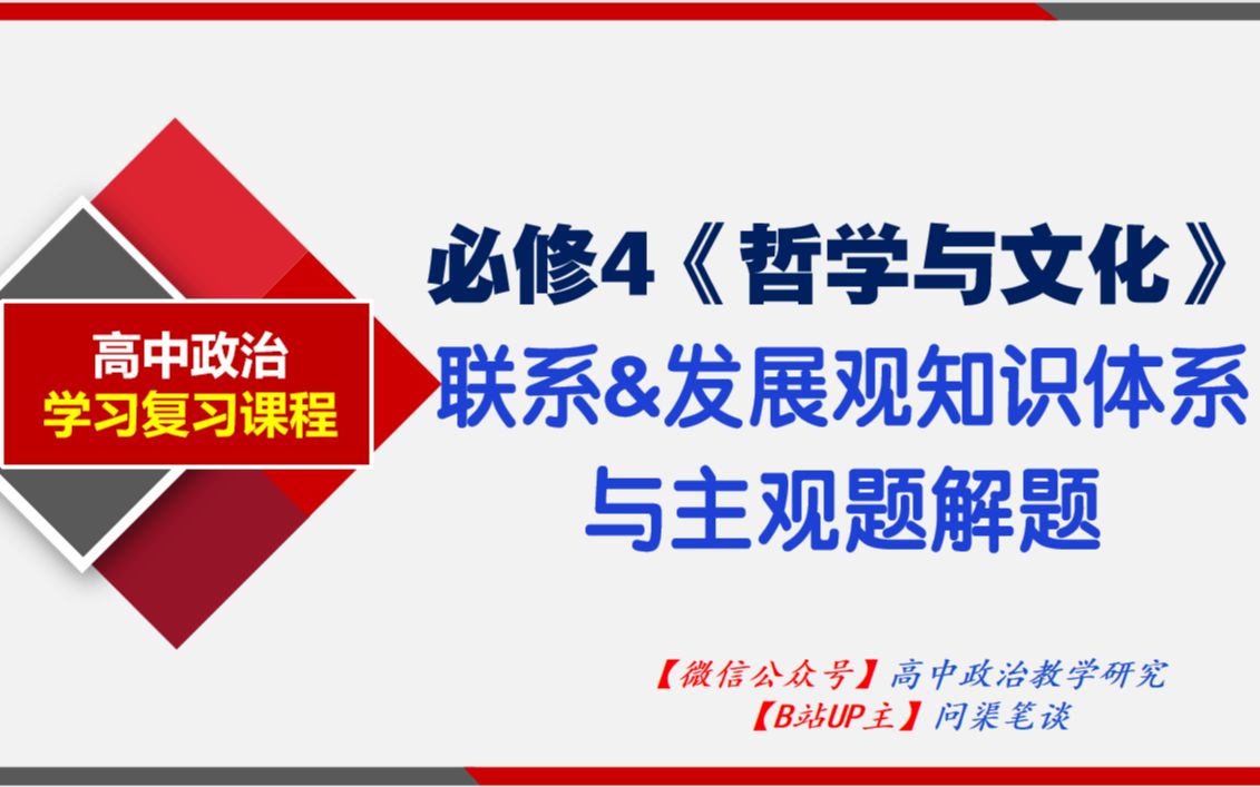 2022年哲学 |“联系观+发展观”知识体系与典型主观题讲评,必修四《哲文》唯物辩证法课程,干货满满~哔哩哔哩bilibili