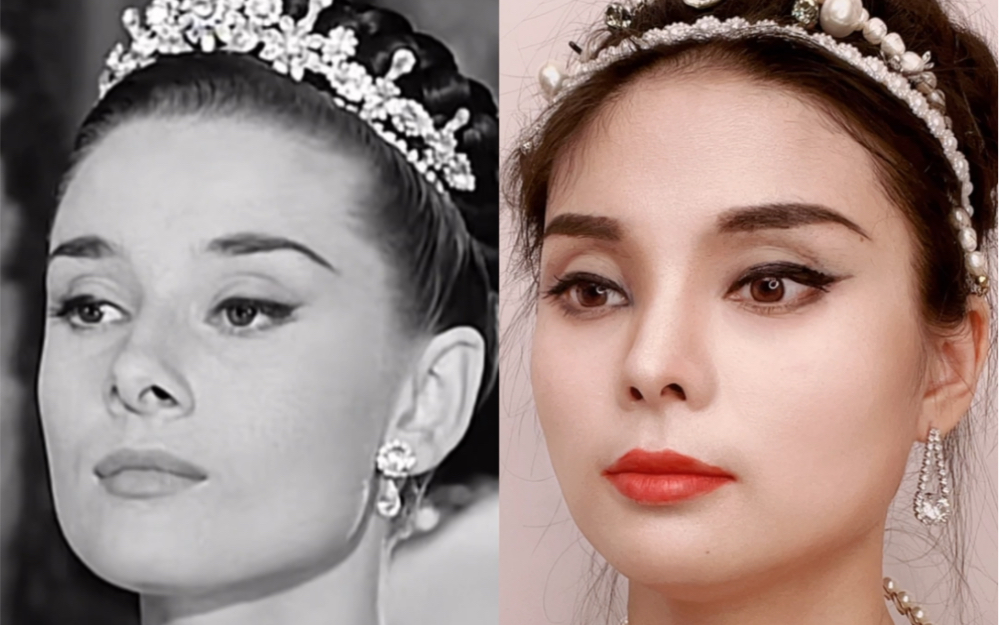 挑战奥黛丽赫本仿妆 家人们看看有几分像