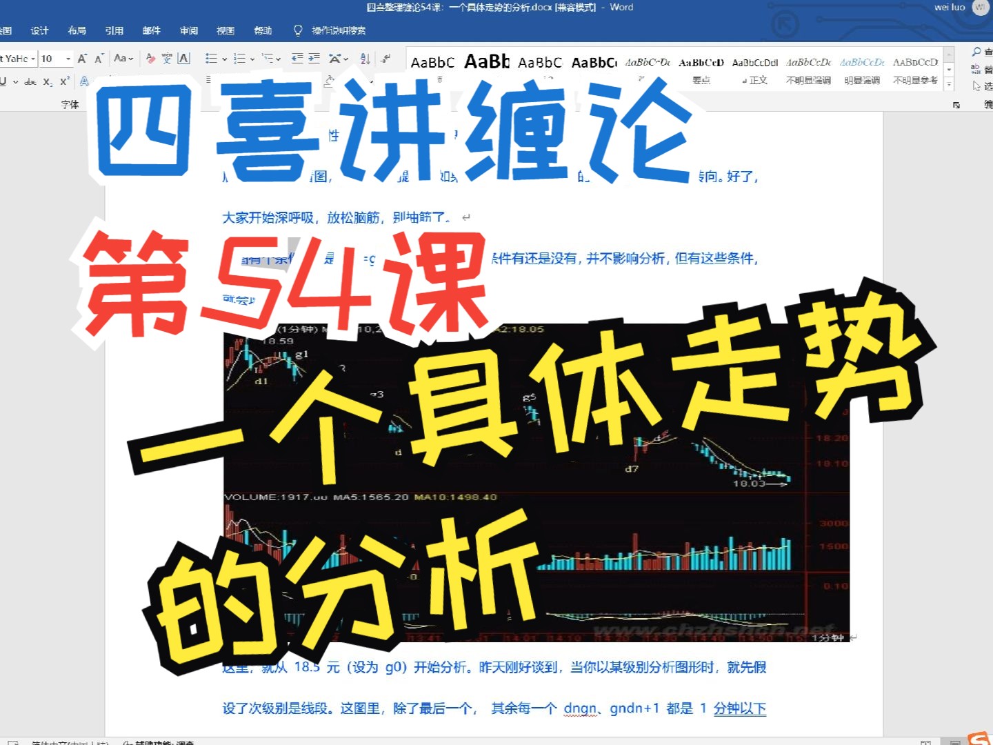 [图]四喜讲缠论54课：一个具体走势的分析