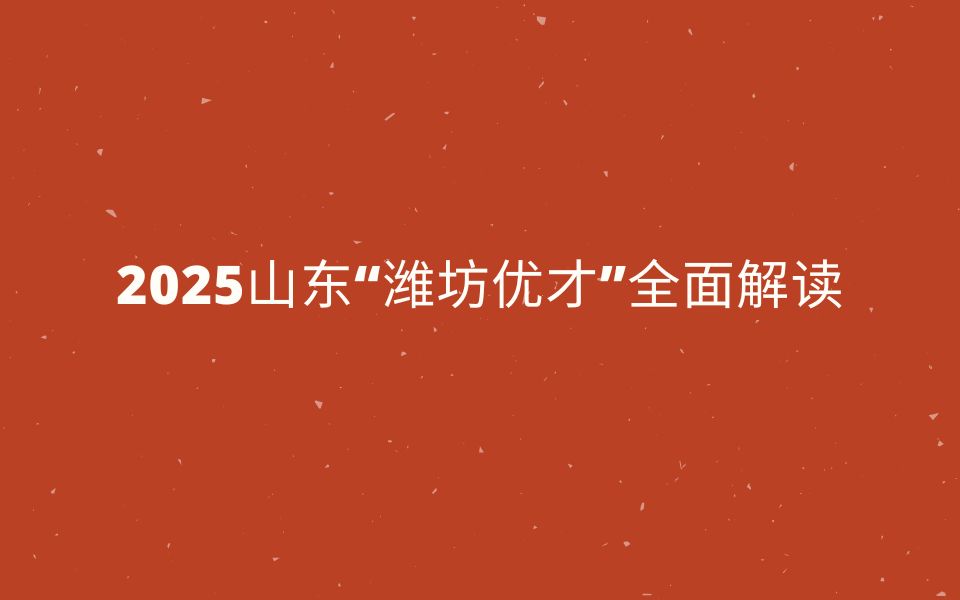 2025山东“潍坊优才”全面解读哔哩哔哩bilibili