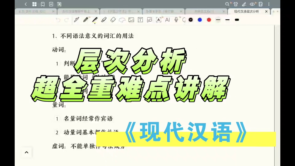 [图]《现代汉语》层次分析法，超全！重难点！保姆级带学。视频结尾有口诀～