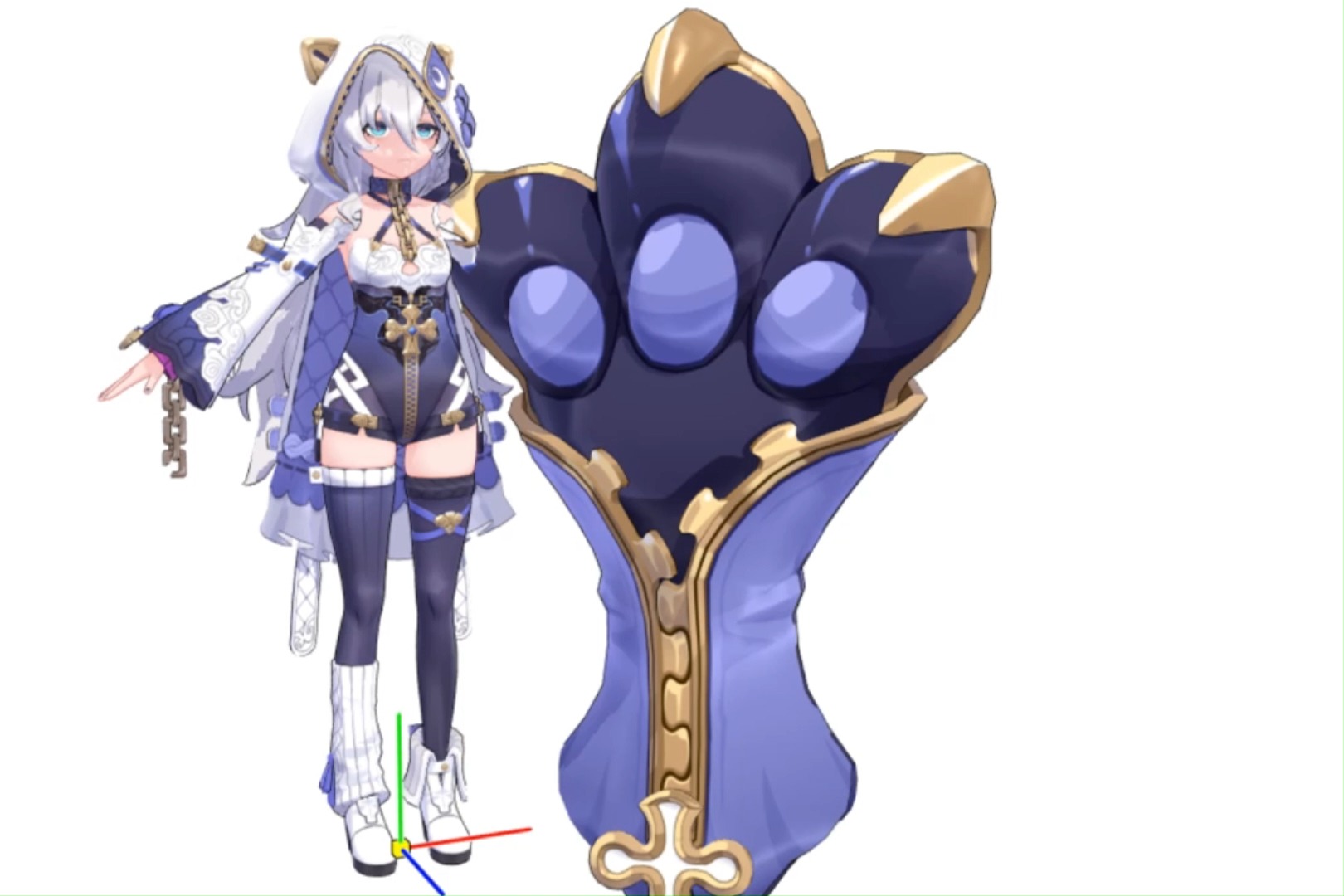 崩坏3 德丽莎-天命难逃 模型细节 好大的猫爪和流星锤啊!