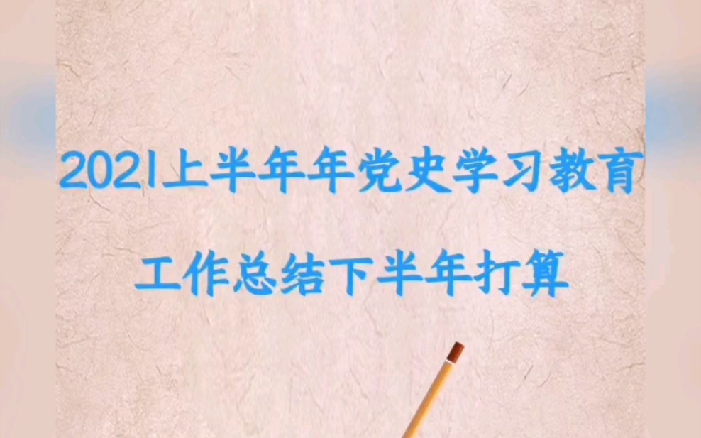 2021上半年年党史学习教育工作总结下半年打算哔哩哔哩bilibili