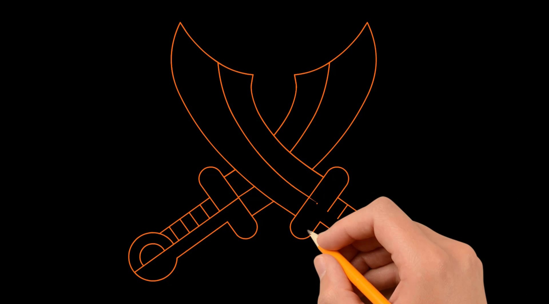 一分钟手绘:如何画出两把交叉相碰的锋利刀剑_哔哩哔哩 (゜-゜)つロ