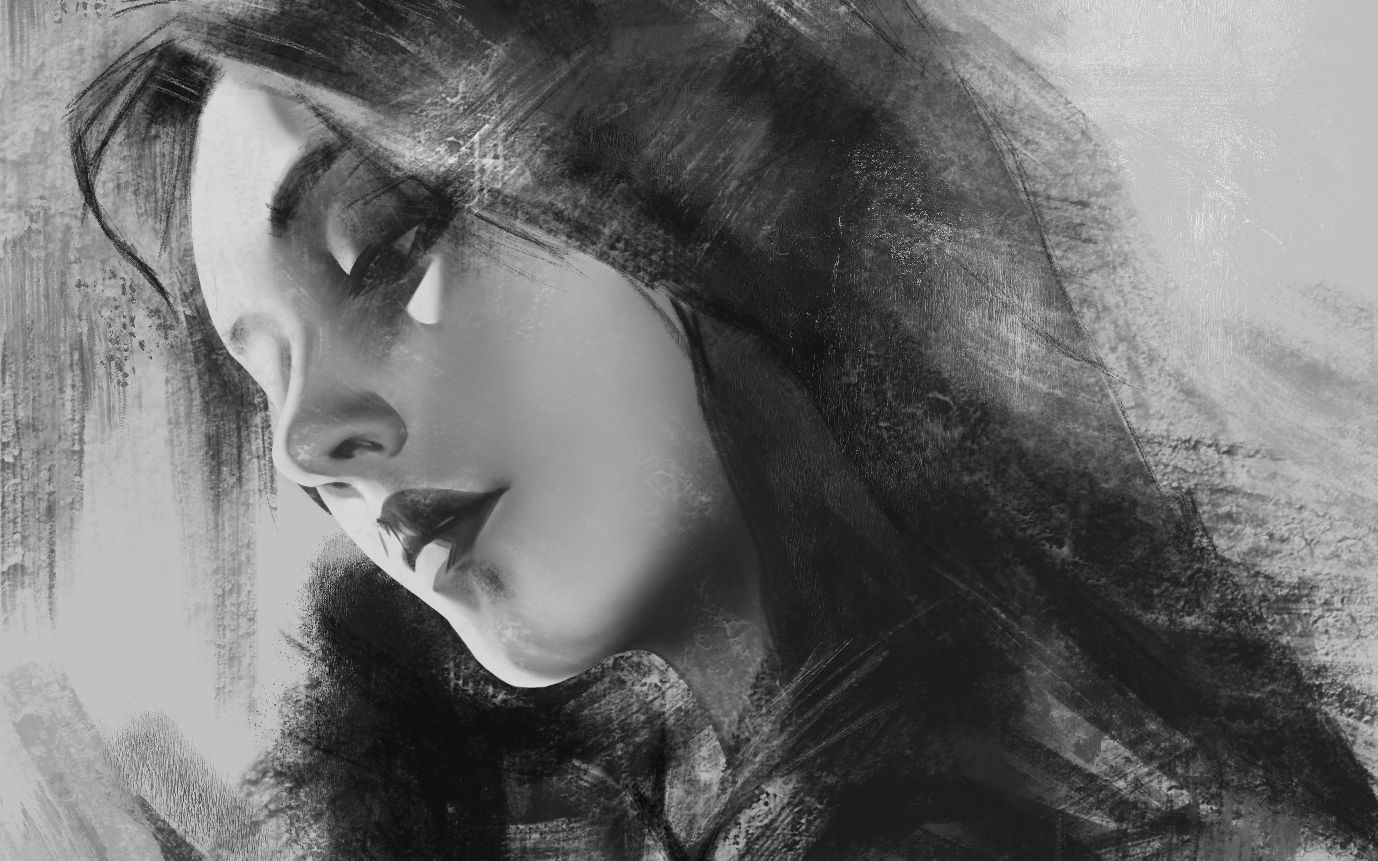 procreate人像黑白素描临摹过程d4