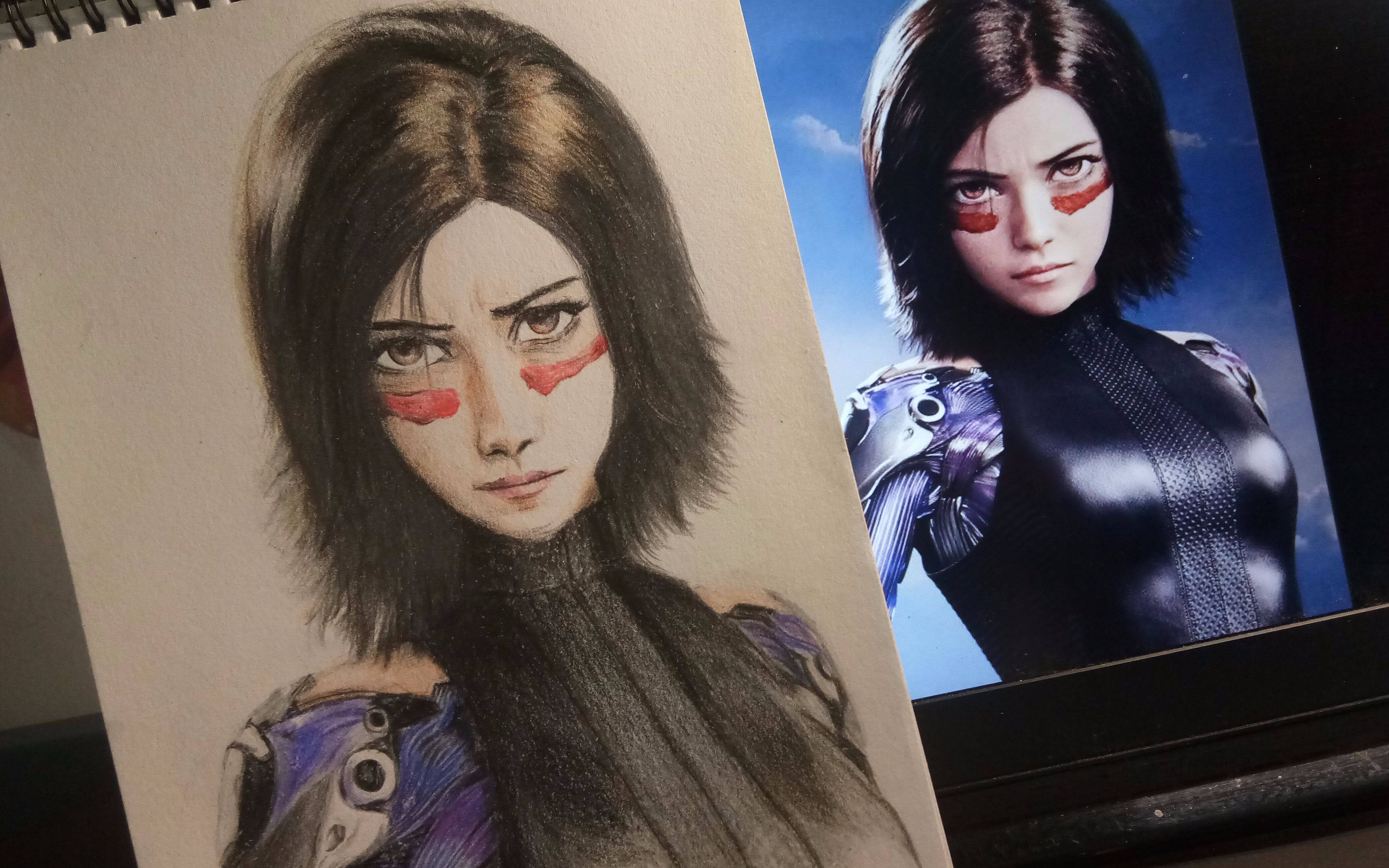 彩铅手绘-阿丽塔-最终章_哔哩哔哩 (゜-゜)つロ 干杯~-bilibili