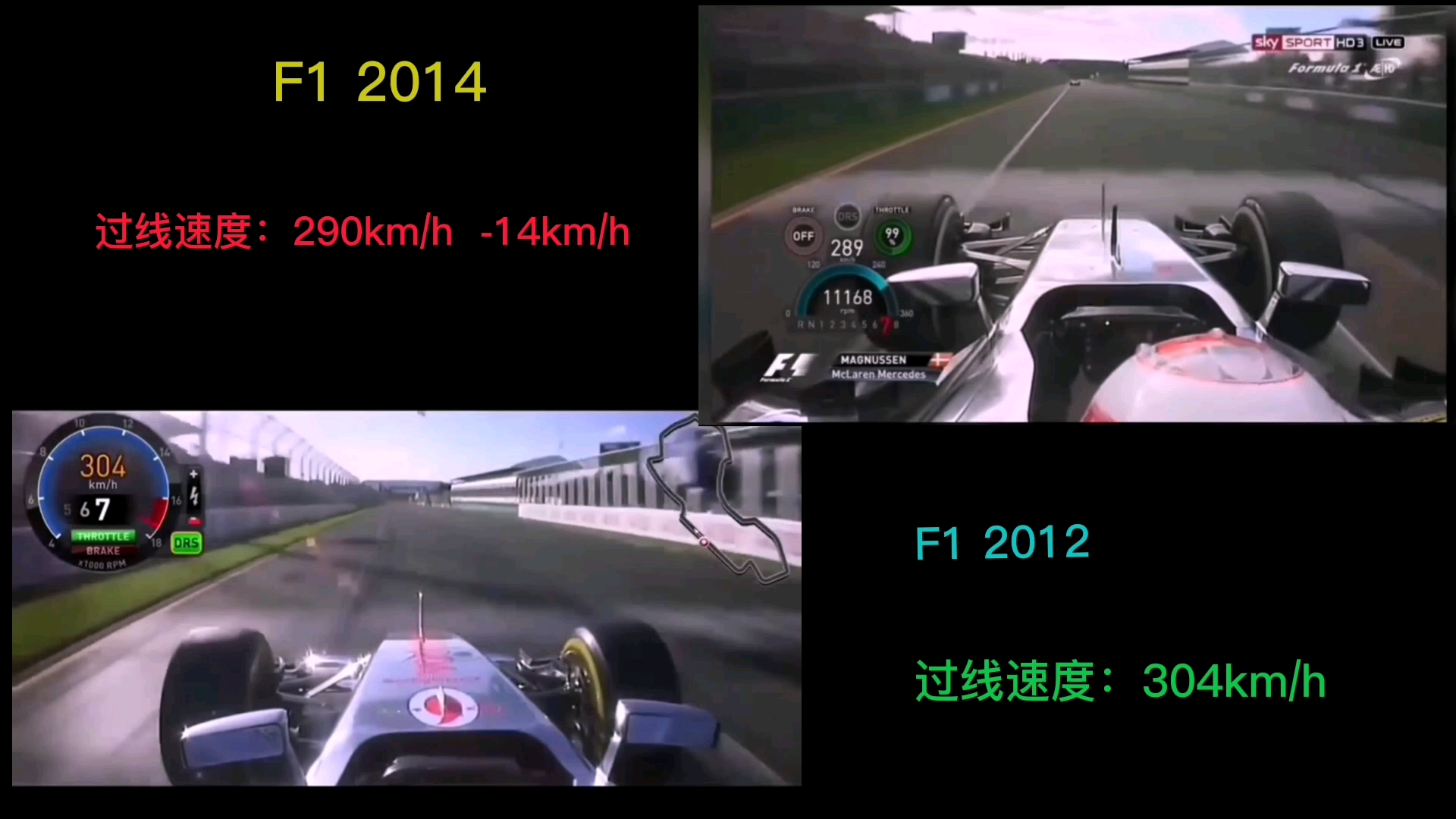 F1 2012VSF1 2014 迈凯轮车队车载对比 2014年F1是真的慢哔哩哔哩bilibili