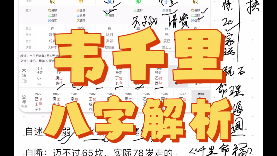 [八字案例]韦千里八字解析哔哩哔哩bilibili