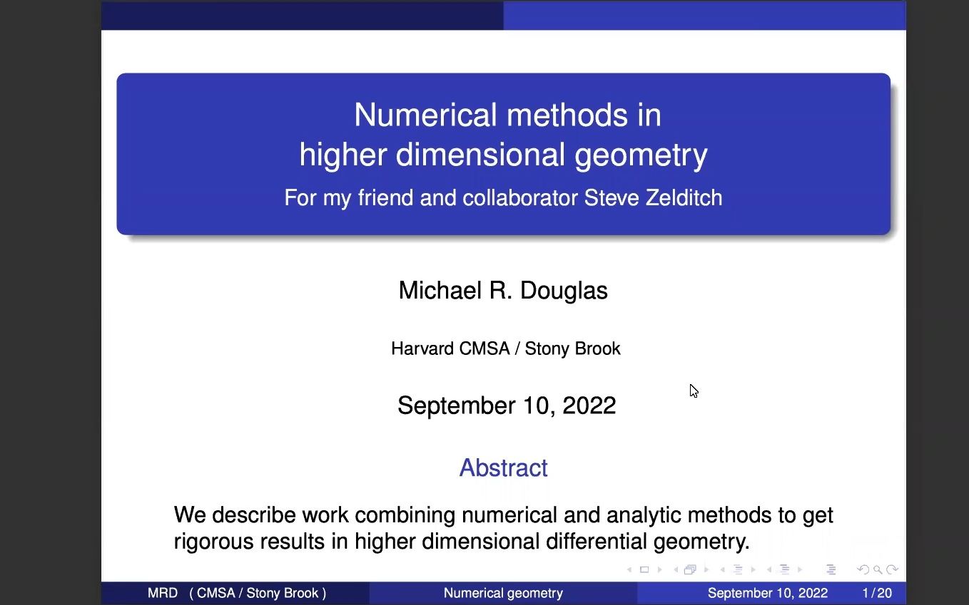 [图]Michael Douglas: Numerical methods in higher dimensional geometry