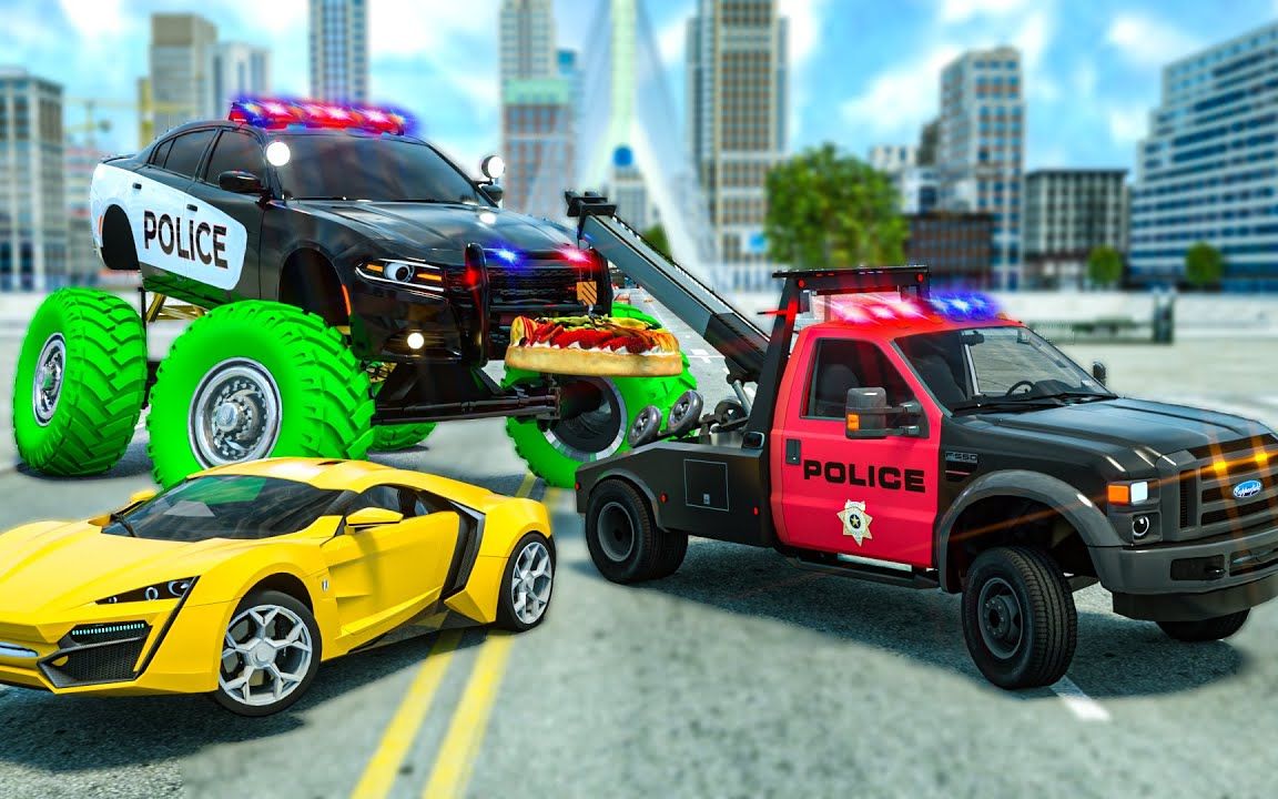 【車輪城市英雄】清障車vs巨型警車 -wheel city heroes (wch)