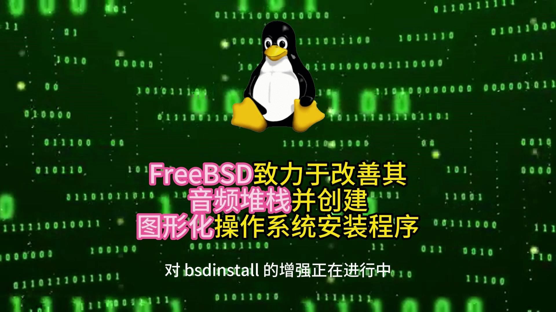 FreeBSD致力于改善其音频堆栈并创建图形化操作系统安装程序 2024.5.4哔哩哔哩bilibili