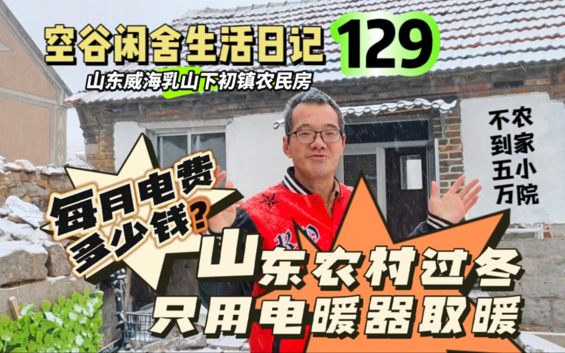 空谷闲舍生活日记129:在山东农村小屋冬天只开电暖器取暖一个月电费多少?取暖效果如何?空谷冻死了吗?一套新式胶东农村三合院需要多少钱?农村过...