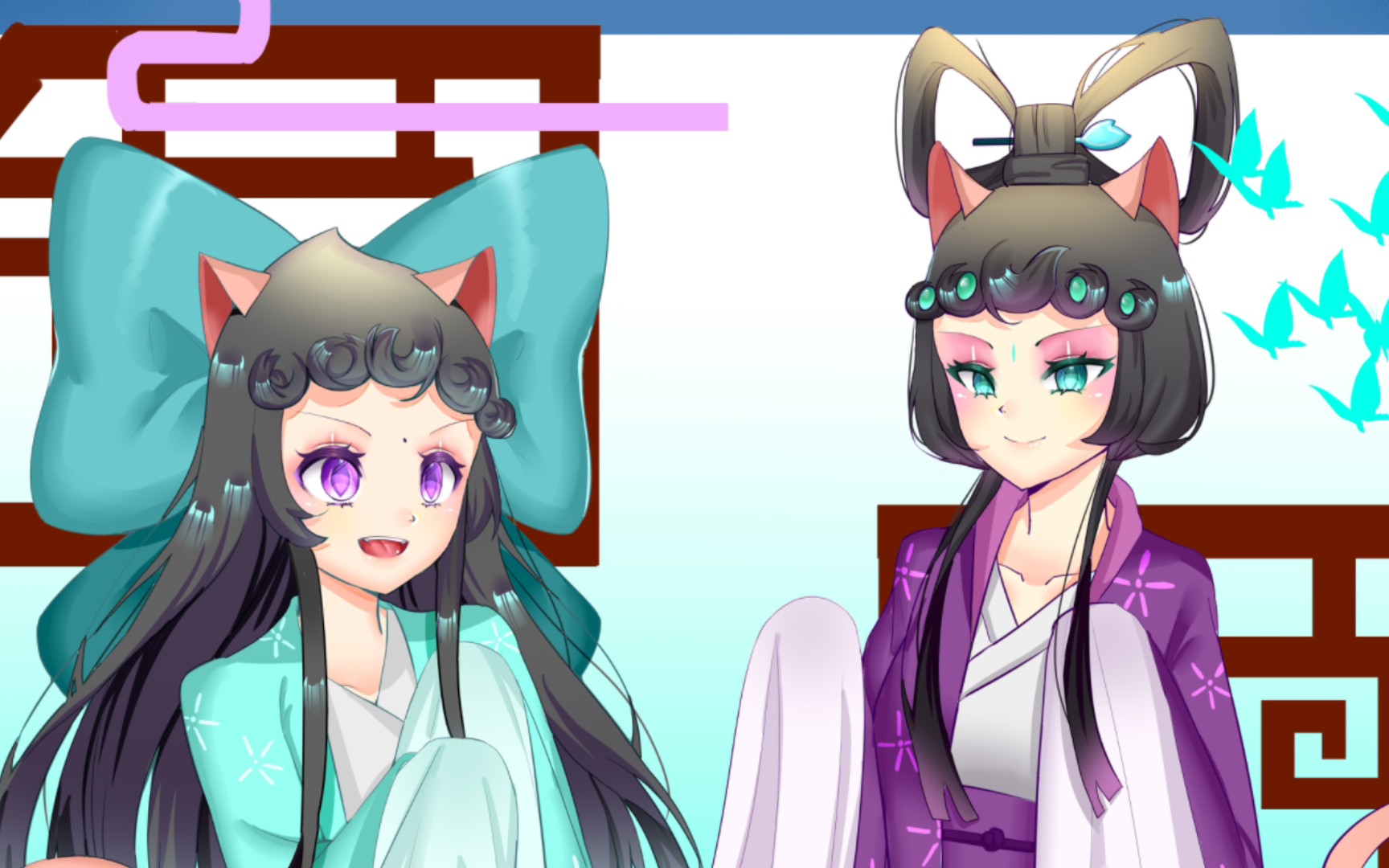 【绘画】小青墨紫手偶特典(姐妹贴贴)-尼摩小熊-绘画-哔哩哔哩视频