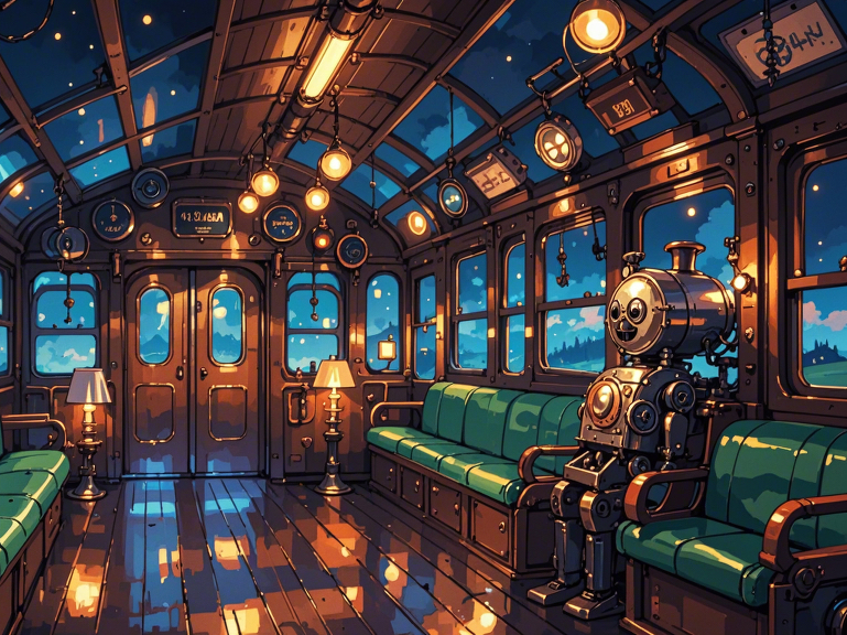 ai蒸汽朋克复古小火车