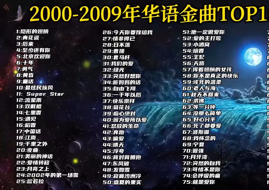 【十年榜】20002009年华语金曲TOP100,无损音质悦享,真正的神仙打架!哔哩哔哩bilibili