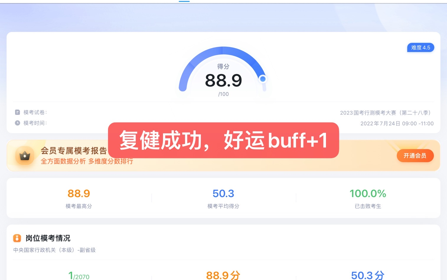 [图]2023国考行测模考第二十八季中央副省级卷（复健成功，好运buff+1，喜提榜一。 祝LGD土豪杯夺冠！）