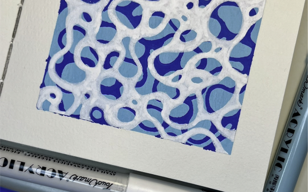 水波纹绘画教程|丙烯马克笔|画画教程