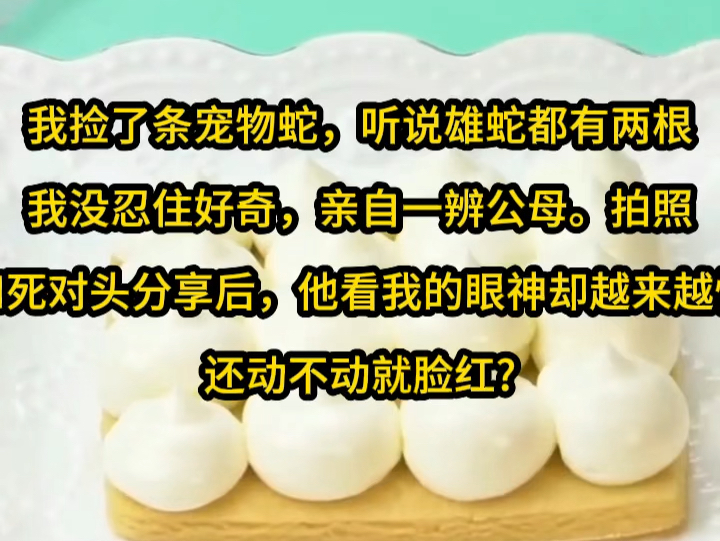 我捡了条宠物蛇,听说雄蛇都有两根,我没忍住好奇,亲自一辨公母.拍照和死对头分享后,他看我的眼神却越来越怪.还动不动就脸红?直到后来,我撞见...