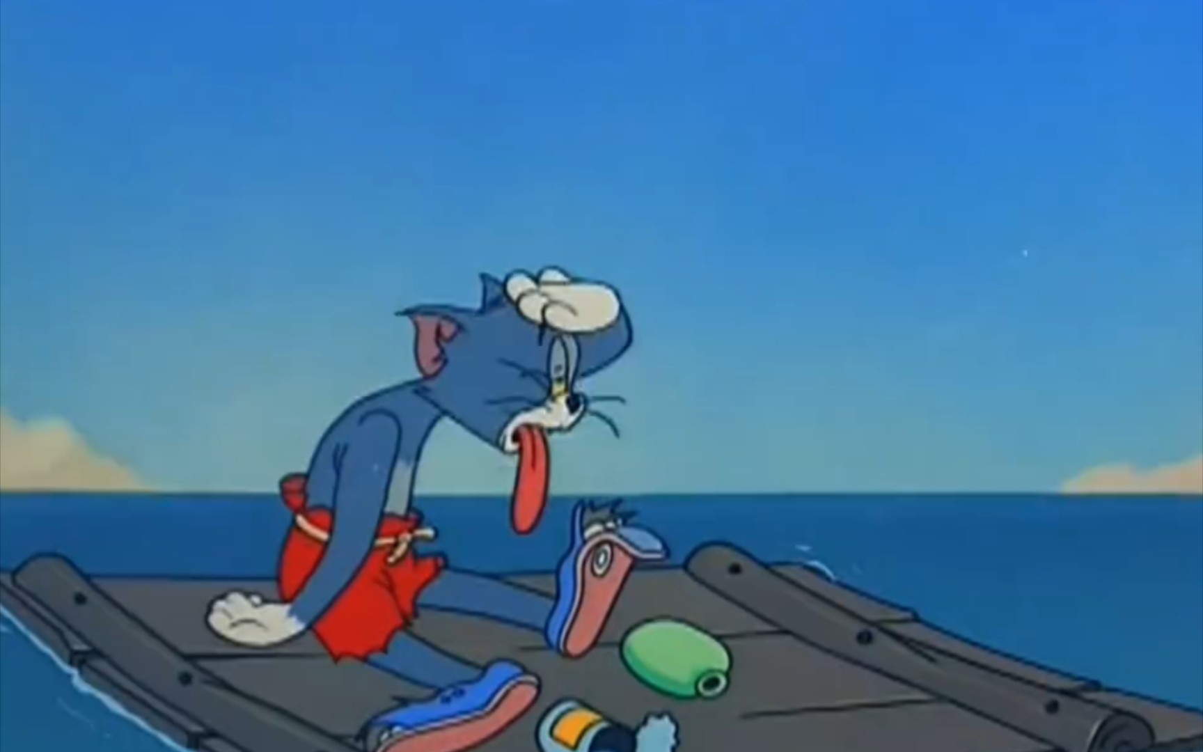 猫和老鼠汤姆饿的鞋子吃起来了