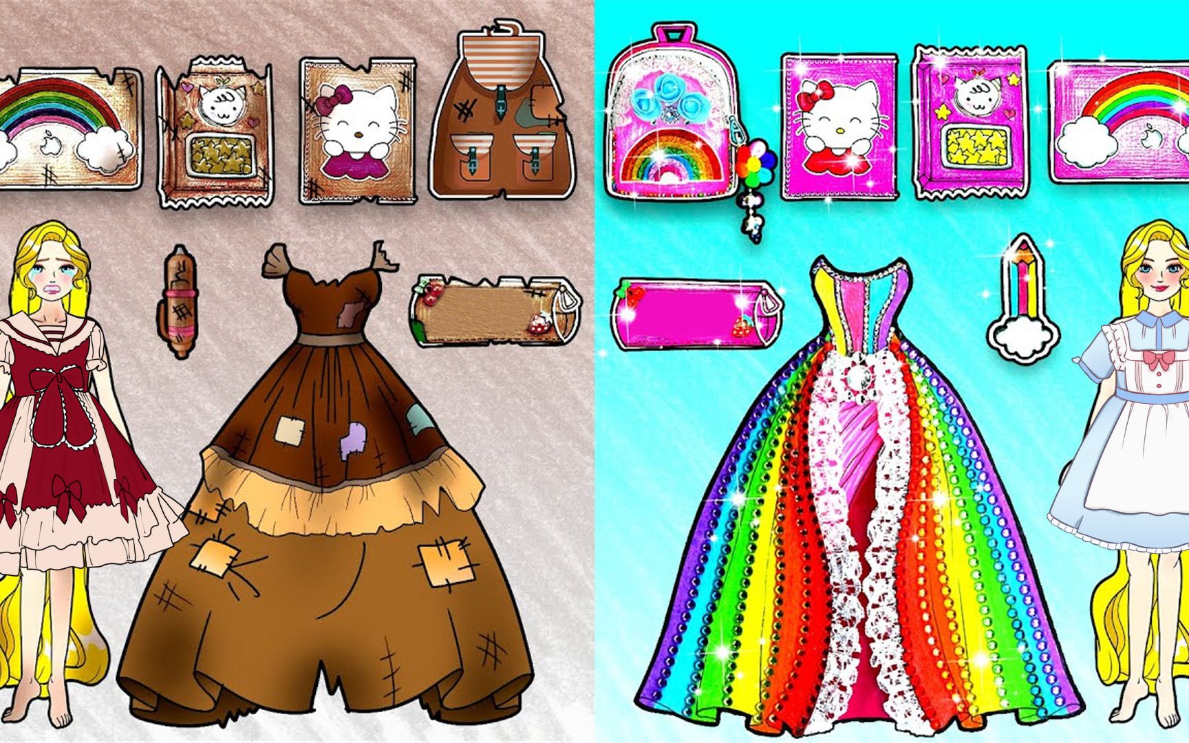 剪纸动画:艾莎公主的书包被同学抢走了,一起来帮她做个新的吧!