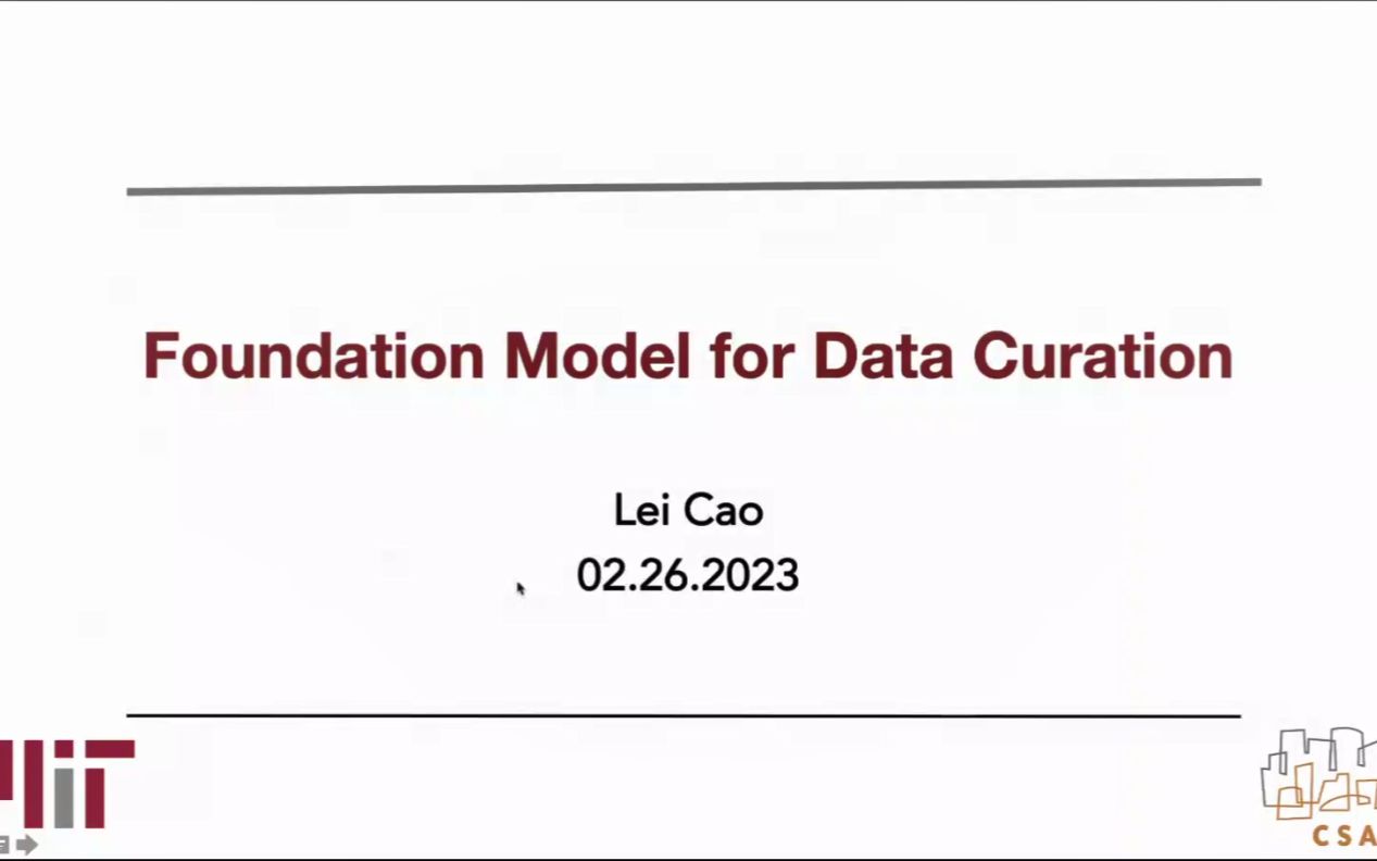 [图]【University of Arizona 曹磊】Foundation Model for Data Curation