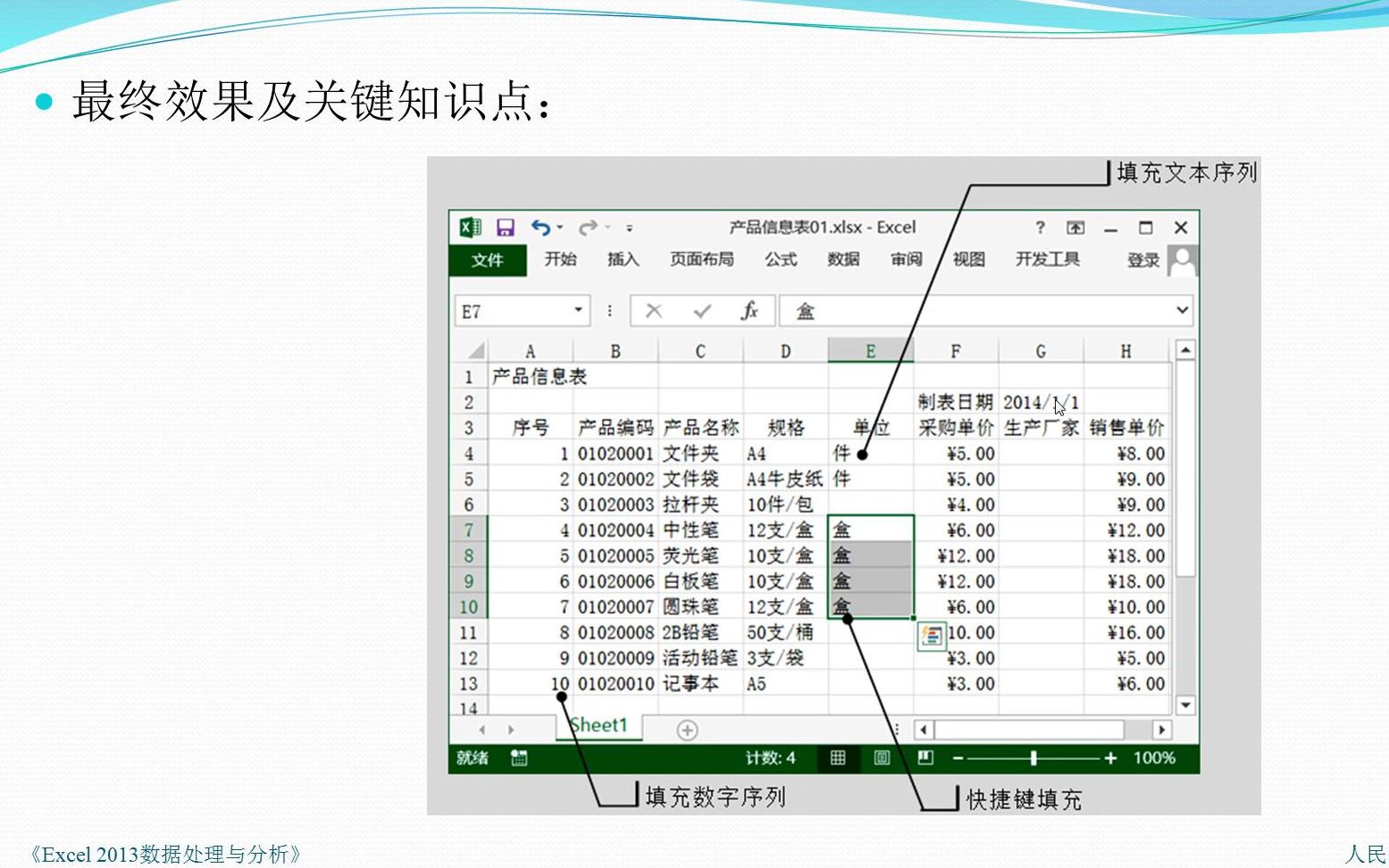 [图]《Excel2013数据处理与分析》1.2 有规律数据的输入