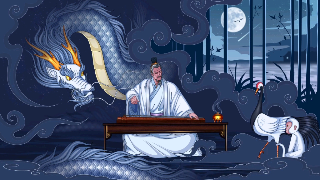 清风明月入怀抱,猿鹤听我再抚琴.画个孔明_哔哩哔哩_bilibili