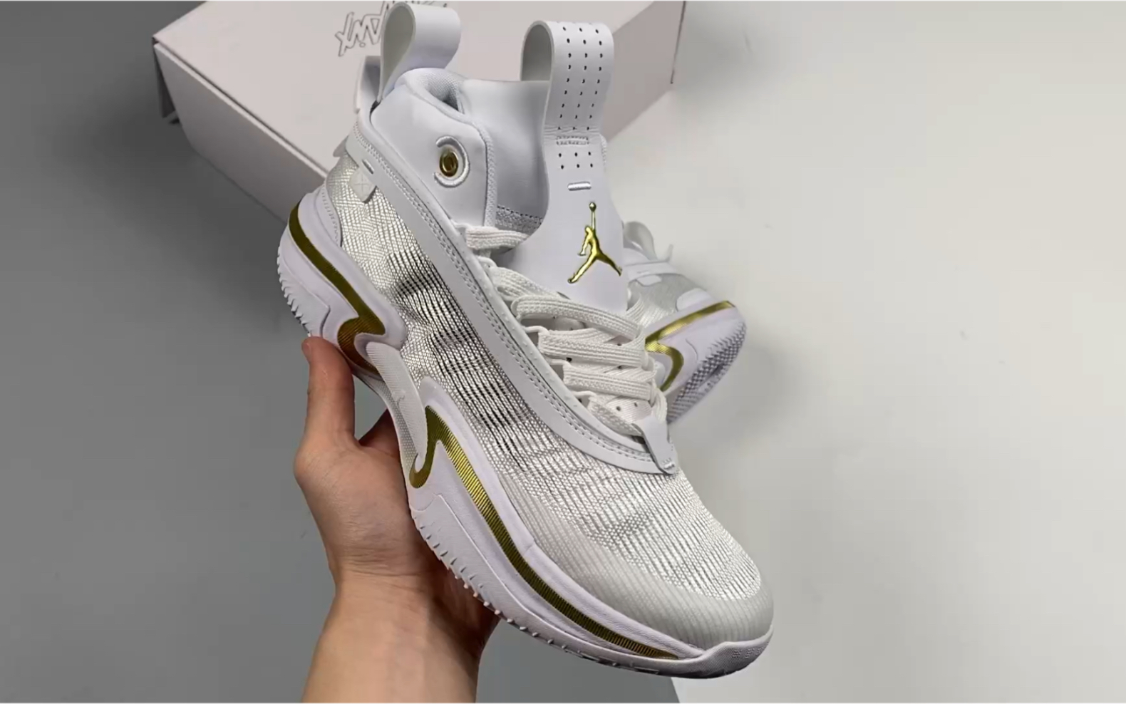 jordan xxiv pf"white gold"aj36代中帮缓震科技休闲运动篮球鞋"白金