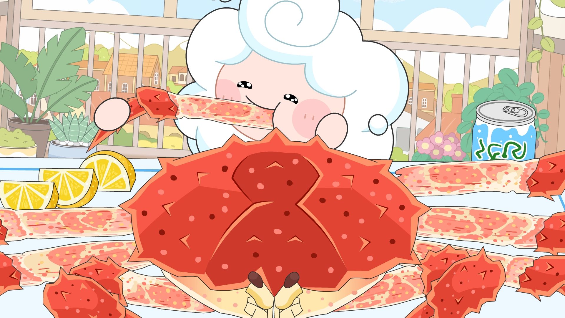 【蛋仔美食派对】帝王蟹的肉好大块好鲜美