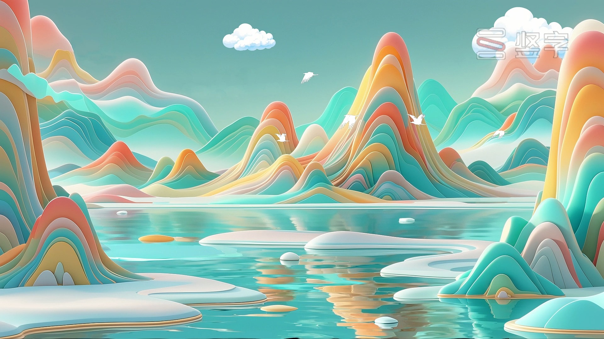 国潮山水视频背景