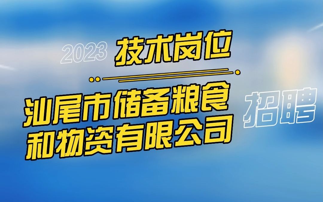 汕尾市储备粮食和物资有限公司2023年公开招聘专业技术岗位工作人员公告哔哩哔哩bilibili