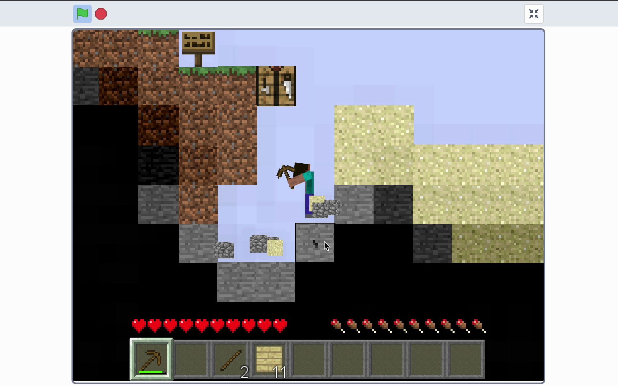 用scracth编写2d我的世界minecraft