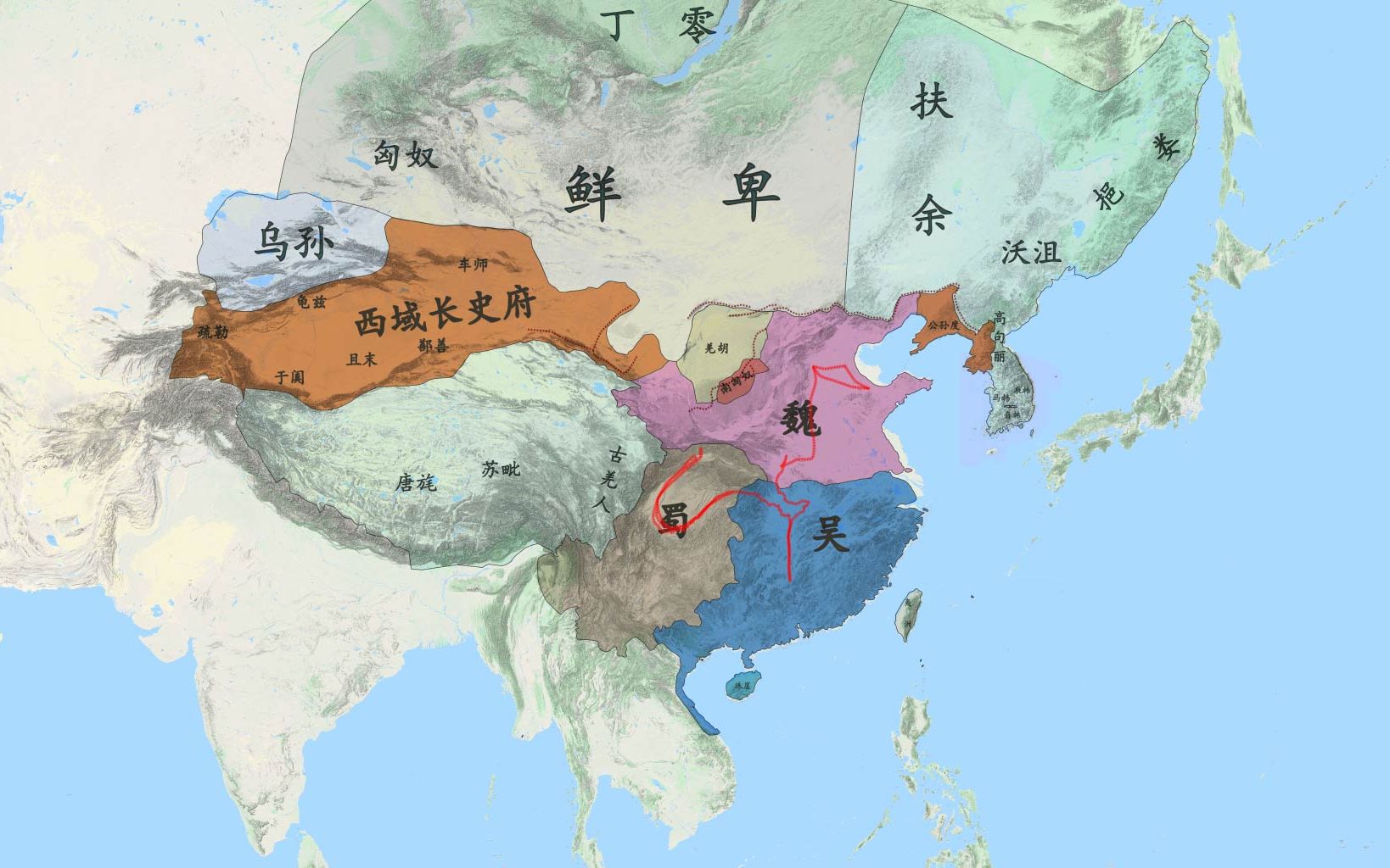 [图]地图看赵云行迹图，两救后主，蜀汉开国功臣的戎马一生