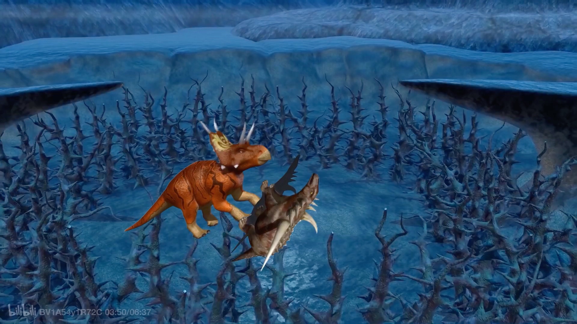 恐龙争霸3-3恶魔角龙vs蜥节龙