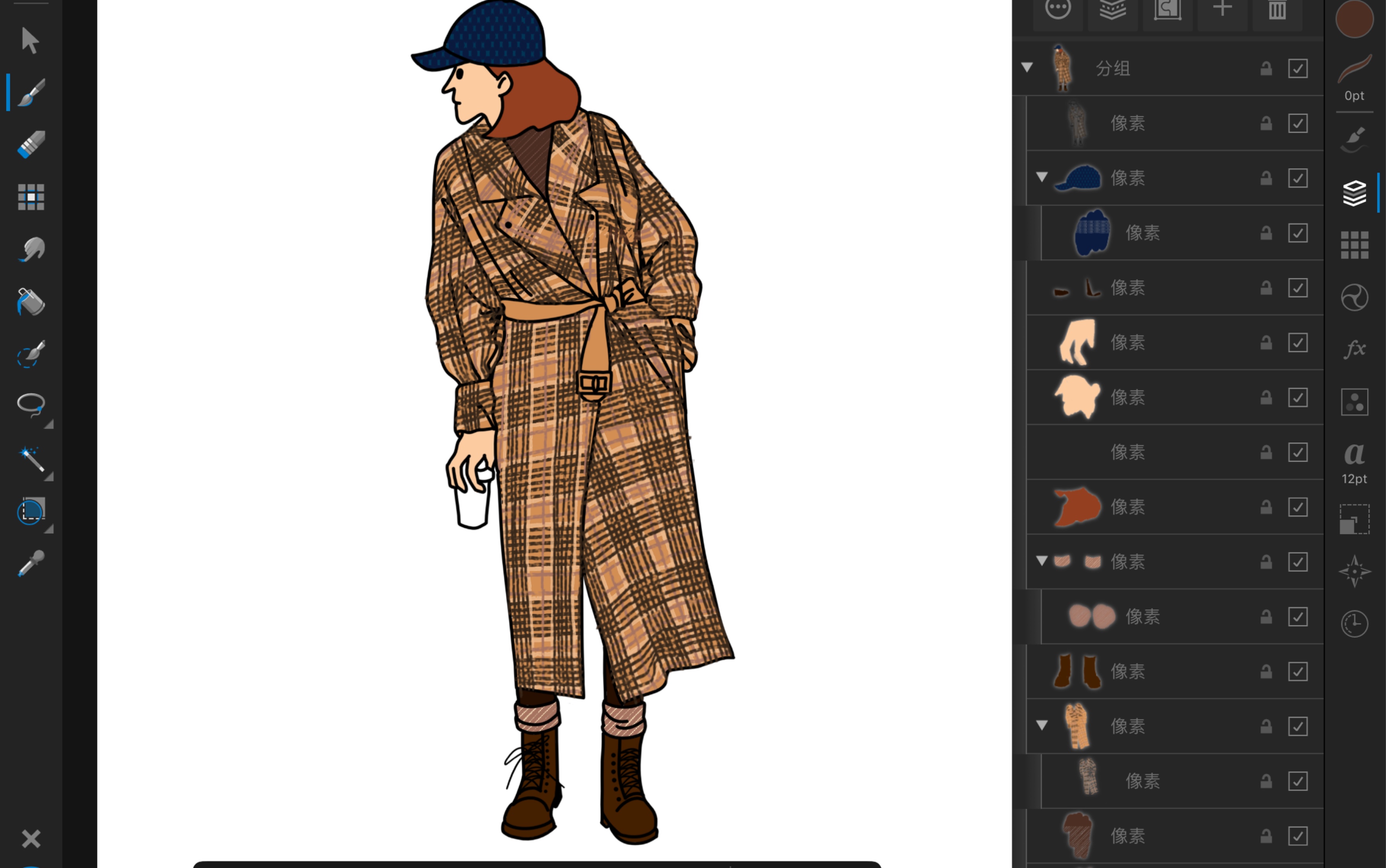 小八ipad插画教程画个风衣小姐姐