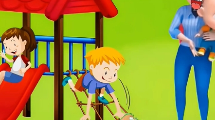 小朋友们一起滑滑梯