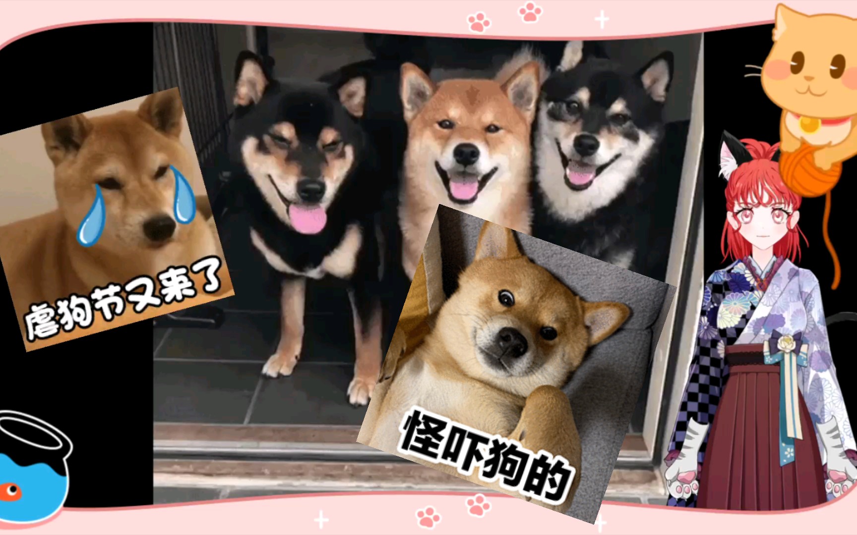 搞笑三头犬-柴犬蒙娜丽莎的微笑,嗨皮