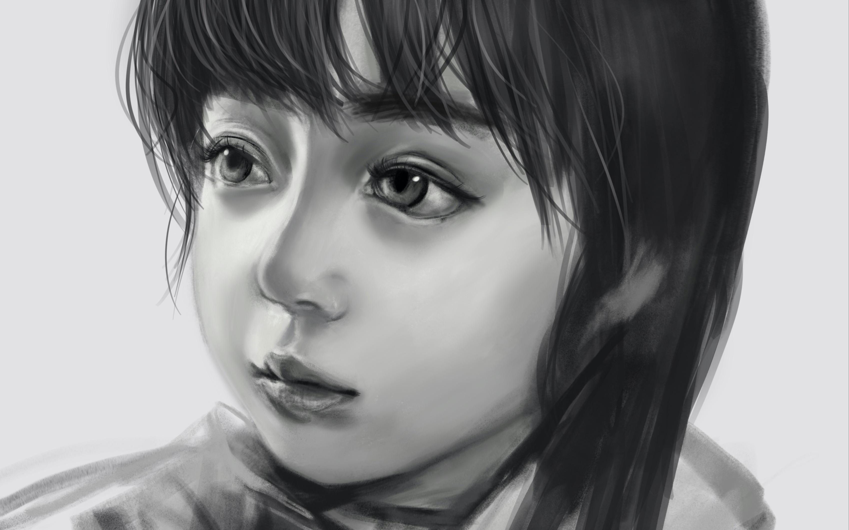 procreate厚涂练习 素描头像 无声