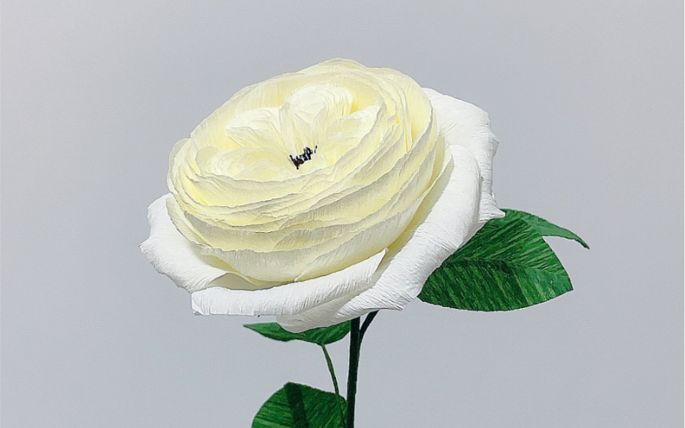 奥斯汀玫瑰 )皱纹纸手工永生花,小白也能学会的纸艺花~风轻云淡的日常