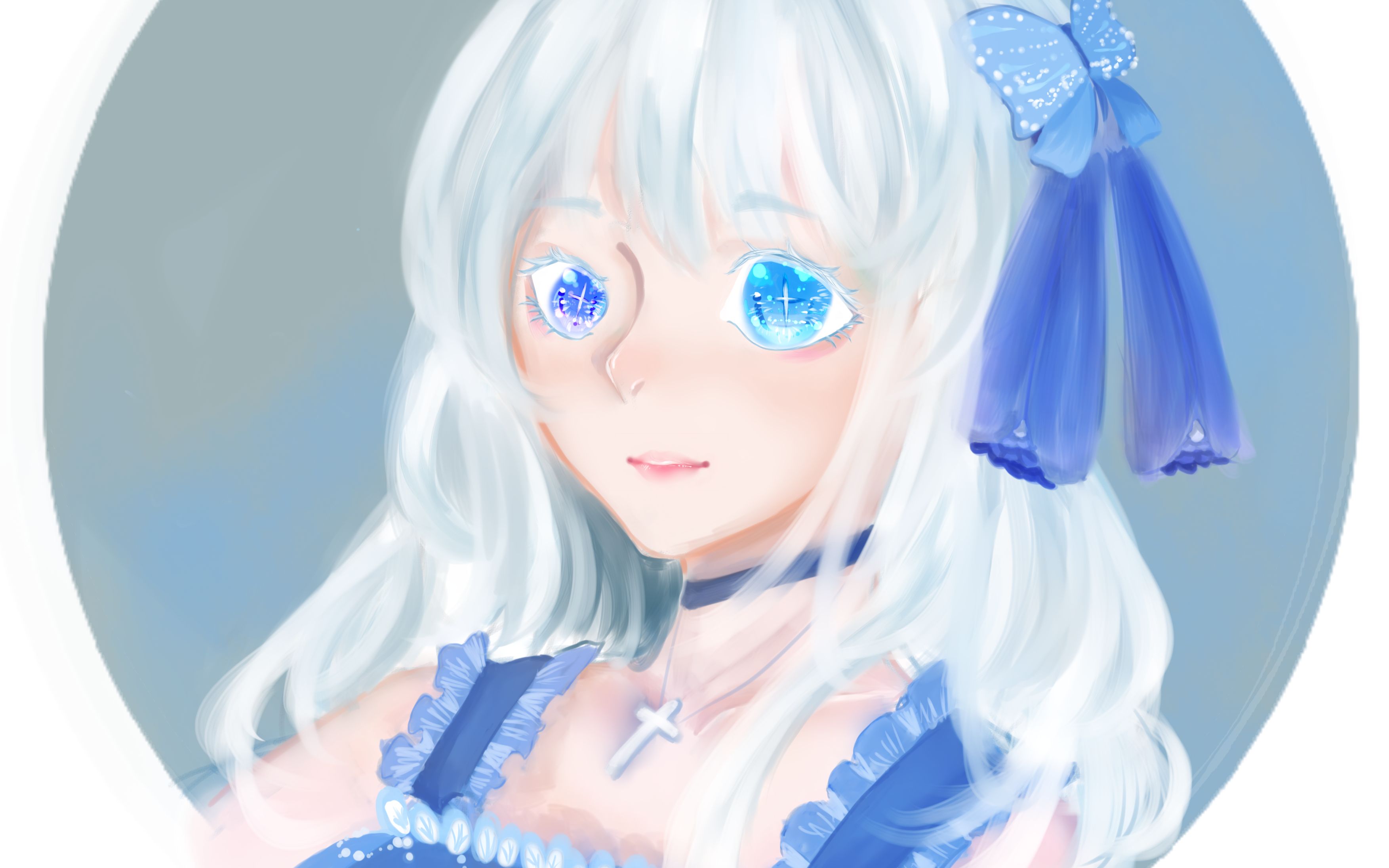 【半厚涂电绘w】拥有着纯洁心灵之窗的白发小姐姐