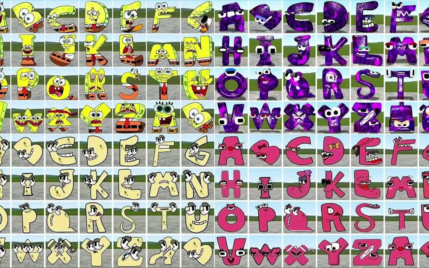 给英文字母替换颜色,海绵宝宝适合哪种?