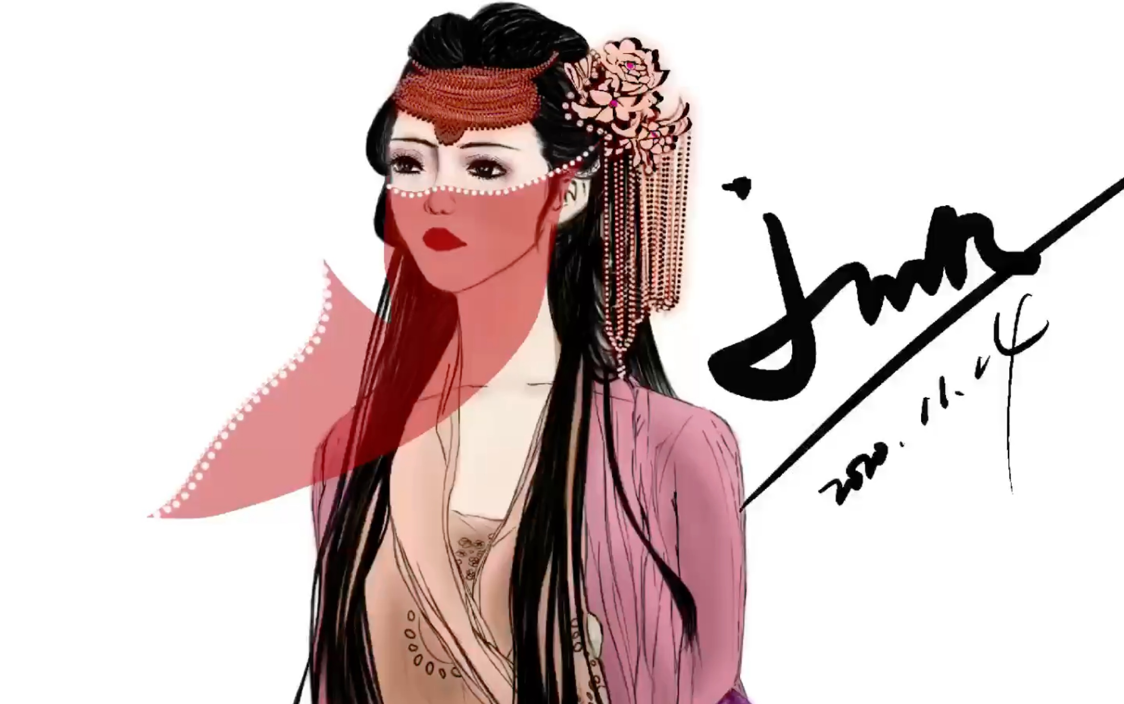 紫萱手绘,还记得当时一席紫衣的女娲后人吗?