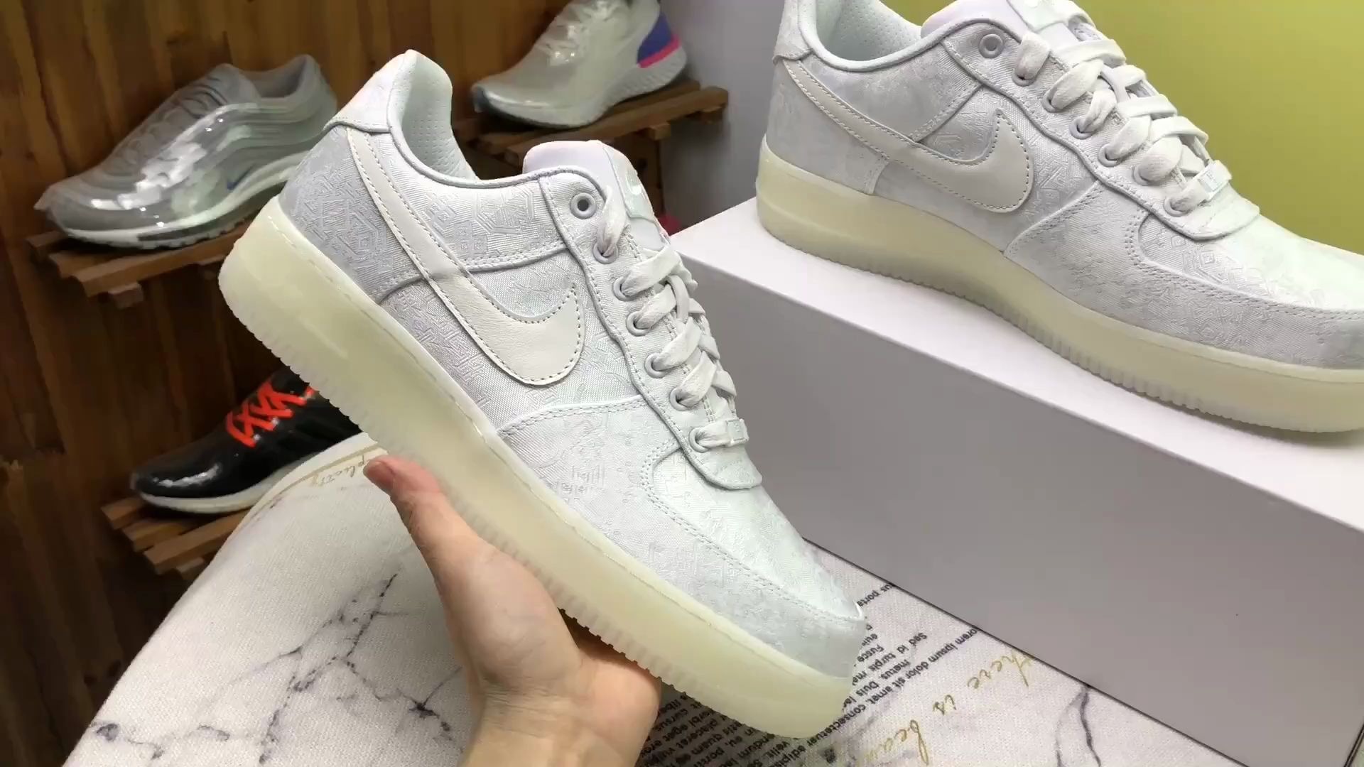公司级顶 x clot air force 1 af1空军一号 白丝绸 陈冠希 联名板鞋aq