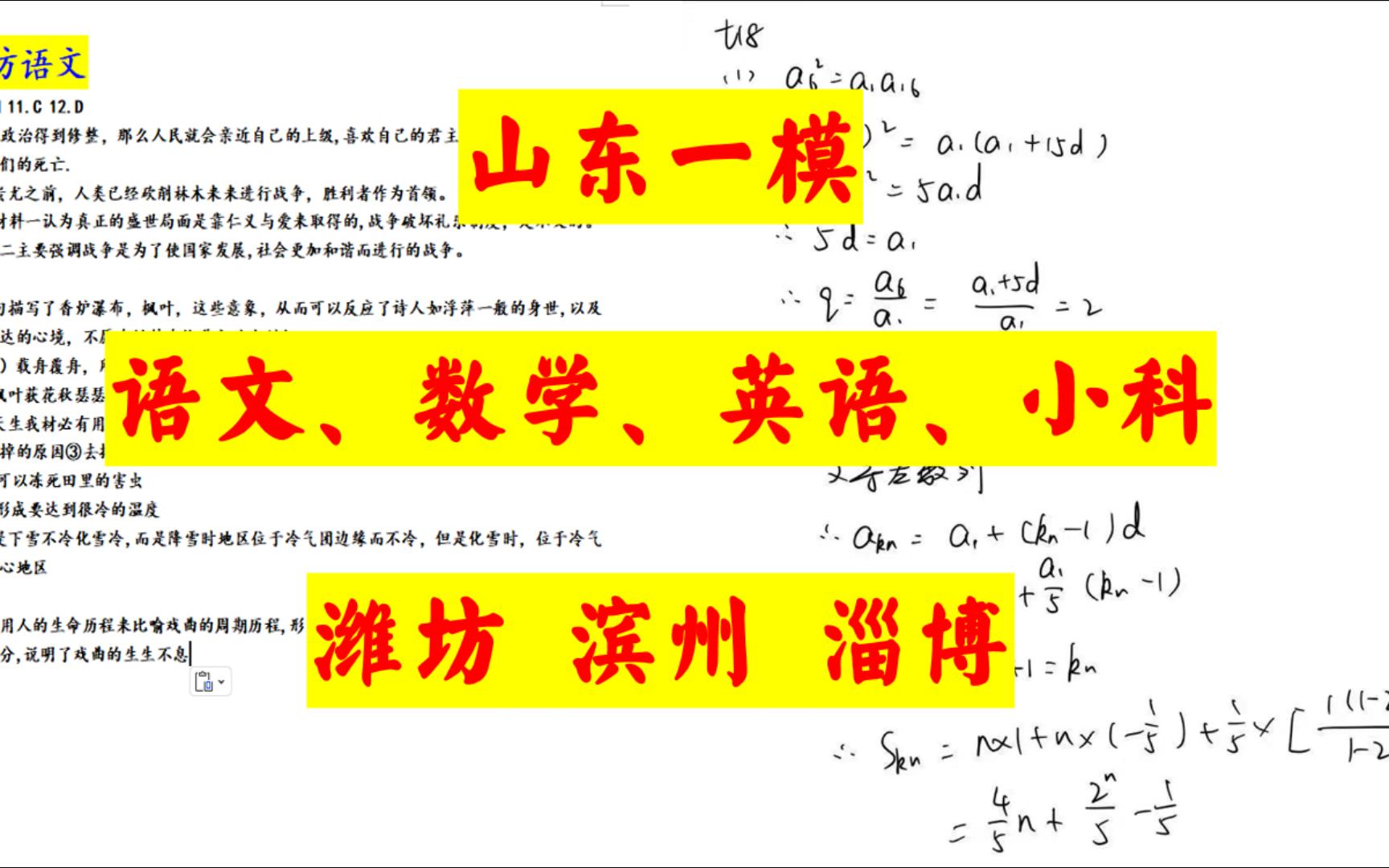 潍坊一模、滨州一模/淄博一模/2024届山东省潍坊市高三第一次模拟考试哔哩哔哩bilibili